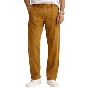 Dandy Del Mar Linen Blend Pants Mens 28 Tan Ochre Coastal Resortwear Relaxed Fit